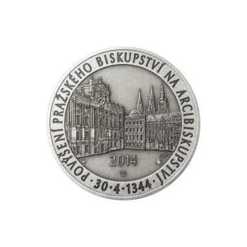 Povýšení pražského biskupství na arcibiskupství - 670 let - 1 Oz stříbro patina