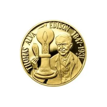 Thomas Alva Edison - 135. výročí sestrojení žárovky zlato proof