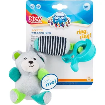 Hračka na kočárek Canpol plyšová hračka s klipem Medvídci, šedá