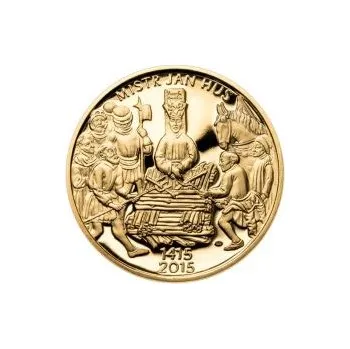 Sada zlatého dukátu a stříbrného odražku Jan Hus - I. - proof