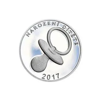Stříbrný medailon k narození dítěte 2017 - 28 mm