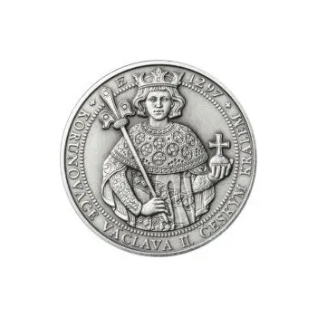 Korunovace Václava II. českým králem - stříbro patina
