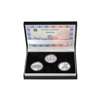Volný čas ZALOŽENÍ SOKOLA – návrhy mince 200 Kč - sada 3x stříbro 1 Oz patina