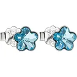 EVOLUTION GROUP CZ Stříbrné náušnice kytičky Crystals from Swarovski® Aqua - 31080.3 Aqua