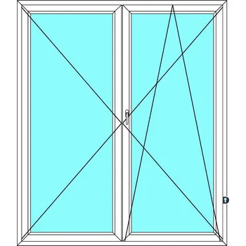 Okno Balkónové dveře 170x210 Dvoukřídlé bez sloupku (štulp) Ekosun 6 BARVA PROFILU: Bílá - Bílá