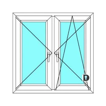 Okno Plastové okno 160x130 Dvoudílné se středovým sloupkem Ekosun 6 BARVA PROFILU: Bílá - Bílá