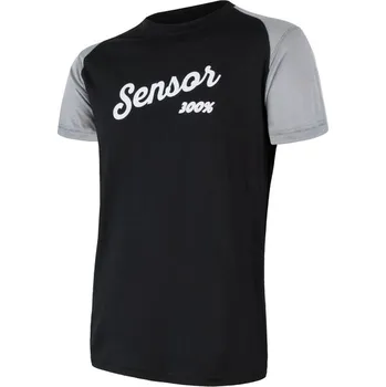 Oblečení a móda Sensor Merino Active PT Logo krátký rukáv černé/šedé