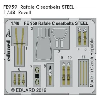 Plastikový model Eduard 1/48 Rafale C seatbelts STEEL (REVELL)