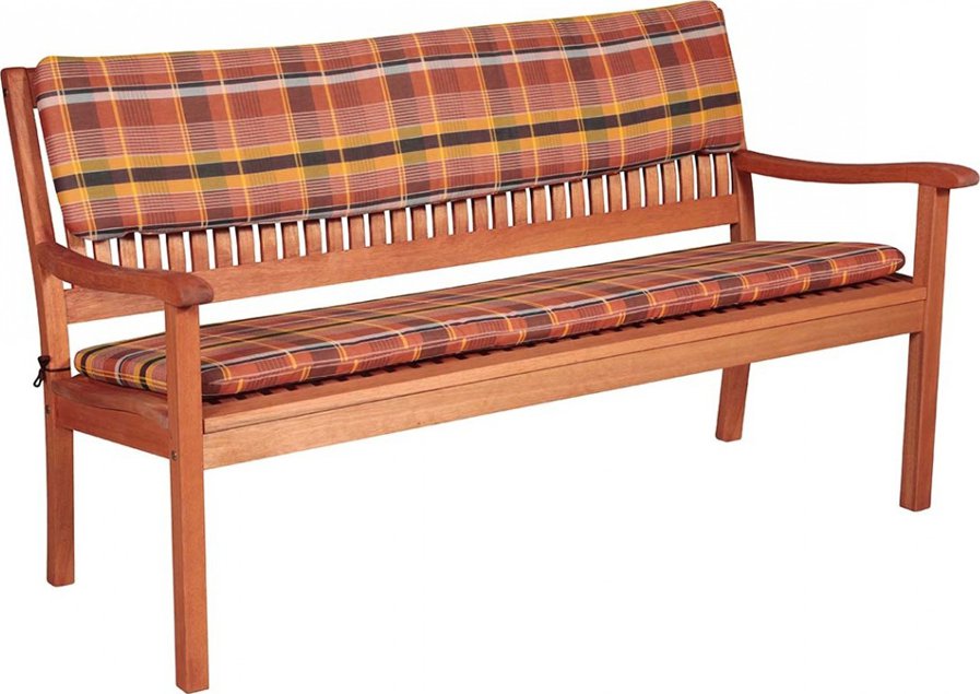 Doppler Sedák na 2-místnou lavici 110x45x6 cm, káro terakota