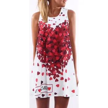 Dámské šaty Úžasné volné šaty se srdíčky s krátkým rukávem S