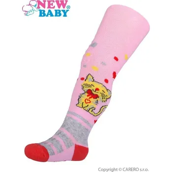 NEW BABY Bavlněné punčocháčky New Baby 3xABS světle růžové s kočičkou Růžová 104 (3-4r)