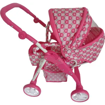 Kočárek pro panenku Baby Mix 2v1 kočárek pro panenky růžový srdíčka