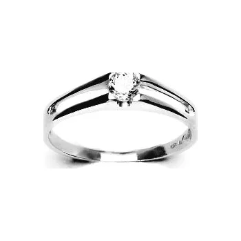 Prsten Zlatý prsten s čirým zirkonem, bílé zlato, T 1097