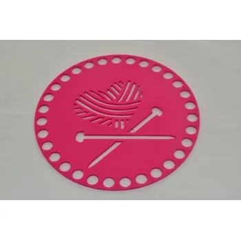 Víko/dno na košík 14,5cm - klubko a jehlice fuchsie