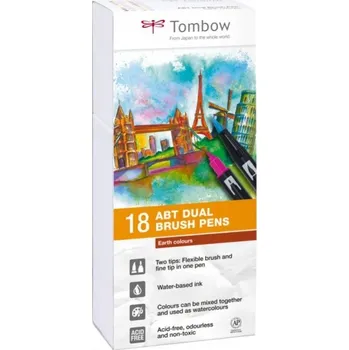 Fixy Tombow - Dual Brush Pens - Earth colours - 18 ks - TABT-18P-3