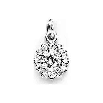 Přívěsek Zlatý přívěsek, bílé i žluté zlato ,čiré zirkony - P 1495 (hlavní zirkon 5,5 mm)