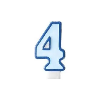 Svíčka Narozeninová svíčka 4, modrá, 7 cm