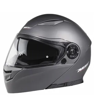 Helma na motorku NOX N965 stříbrná titanium matná
