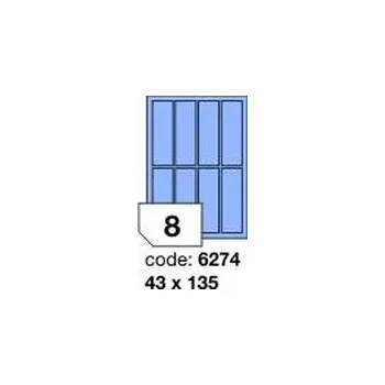 Samolepící etiketa Modré samolepicí etikety Rayfilm R0123.6274F, 43x135 mm, 1.000 listů A4, 8000 etiket