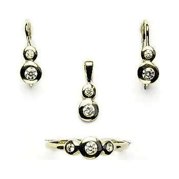 Náušnice Sada zlatých šperků 1122 - NK, P, T/čiré zirkony, žluté zlato (zirkony)