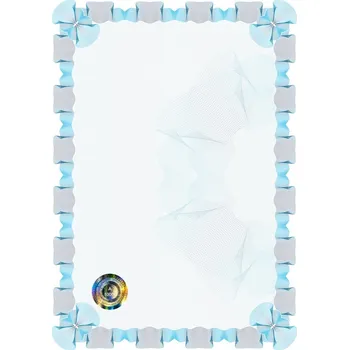 Kancelářský papír Certifikační papír A4 na výšku k potisku s ochrannými prvky a číslováním