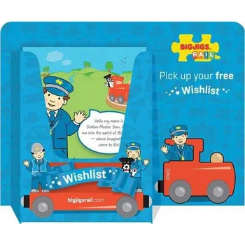 Vláček a vláčkodráha Bigjigs Rail Stojánek na reklamní letáčky