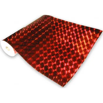 Samolepicí fólie Univerzální hologramová samolepící fólie na metry - čtverce červené
