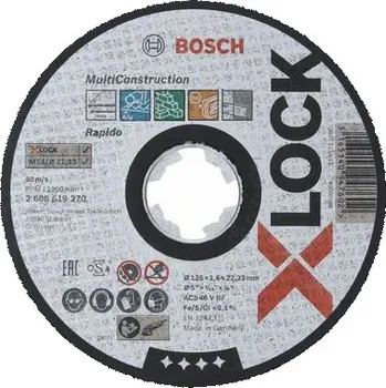 Příslušenství k brusce Bosch příslušenství professional Ploché řezné kotouče Multi Material systému X-LOCK, 125×1,6×22,23 2608619270