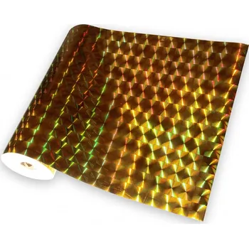 Samolepicí fólie Univerzální hologramová samolepící fólie na metry - čtverce zlaté