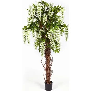 umělá květina Luxusní umělý kvetoucí strom WISTERIA LIANA BÍLÁ, 180 cm