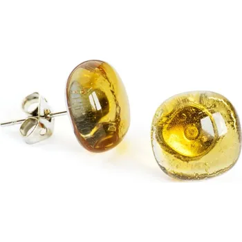 Náušnice Skleněné náušnice jantarové PUZETY N1813