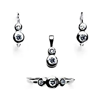 Náušnice Sada zlatých šperků 1122 - NK, P, T/zirkony akvamarin, bílé zlato (zirkony)