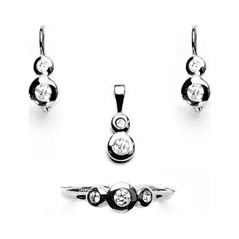 Náušnice Sada zlatých šperků 1122 - NK, P, T/čiré zirkony, bílé zlato (zirkony)