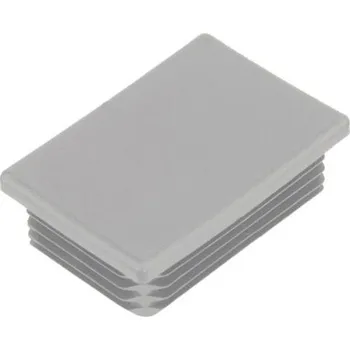 brána KP Žebrovaná obdélníková plastová zátka - plochá 60x40 mm šedá leštěná, na hranoly, jekly, sloupky a trubky