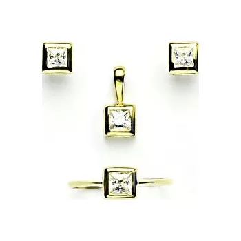 Souprava šperků Sada zlatých šperků 1030/1031 - NŠ, P, T/čiré zirkony, žluté zlato