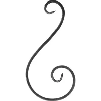 PSG Ozdobný S prvek pro kovaný plot, bránu a zábradlí 10.107, 300x120 mm, hladký pr.12x6 mm