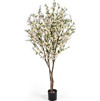 umělá květina Luxusní umělý kvetoucí strom TŘEŠEŇ S KVĚTY CREAM, 170 cm