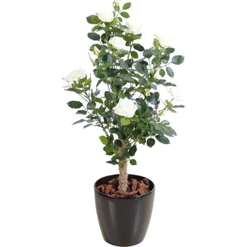 umělá květina Luxusní umělá květina Keř růží bílý, 100cm