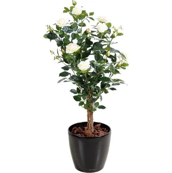 umělá květina Luxusní umělá květina Keř růží růžový-krémový, 100cm