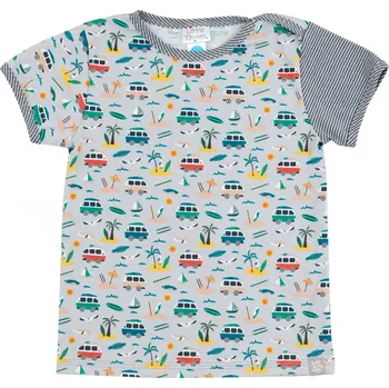 Pánské tričko šedé bavlněné tričko s plážovým vzorem