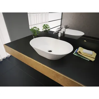 Umyvadlo Aquatek DAISY oválné umyvadlo z litého mramoru 59x14x39 cm