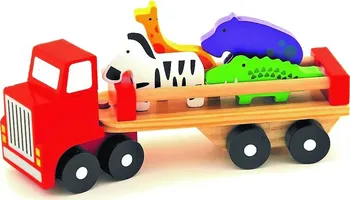 Dřevěná hračka Trefl Nákladní auto se zvířátky Safari
