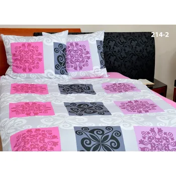 Povlečení Bavlněné saténové povlečení 140x200+70x90 - Tina 214-2 šedá s kostkami