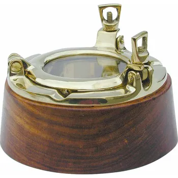 Popelník SEA CLUB Popelník námořnický mosazný a dřevěný - lodní okno 12 cm 7086