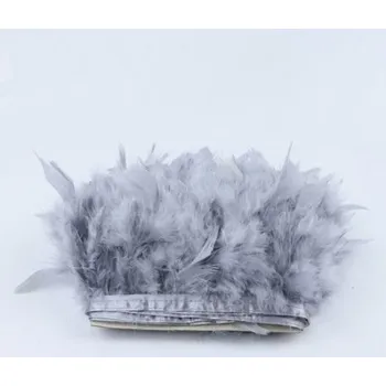 Prýmek z krůtího peří 12-15 cm, stříbrná