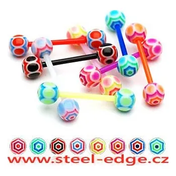 Módní doplněk Steel Edge piercing v jazyku SEHBJBXW3 Barva: Oranžovo-červená