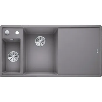BLANCO Axia III 6 S InFino Silgranit s excentrem L + skleněná krájecí deska, aluminium
