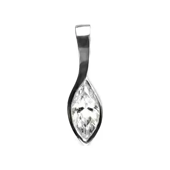 Přívěsek Zlatý přívěsek, bílé zlato ,čirý zirkon markýza - P 1078 (zirkon 9x4 mm)