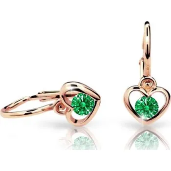 Náušnice Cutie Jewellery zlaté dětské naušnice C1943R-Emerald Green