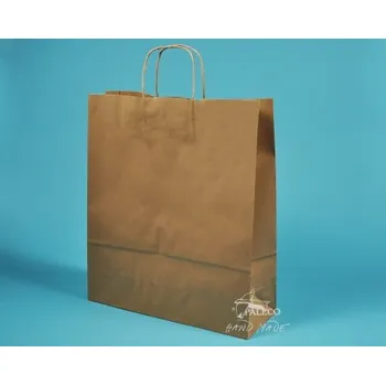 Nákupní taška papírová taška hnědá přírodní TWIST 32x14x42cm recyklovaný kraft 110g kroucené ucho, Karton 1 karton (200 ks)